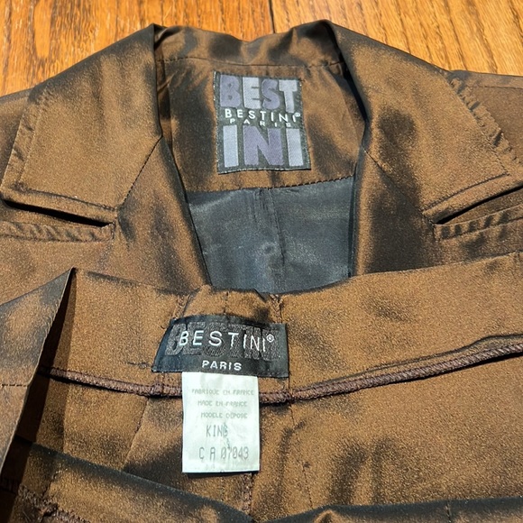 Bestini Paris Two Piece Blazer And Pant Set In Brown Copper Iridescent Size M/L - Picture 12 of 12